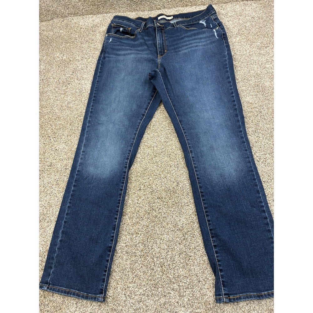 Levi's Classic Straight Pants Women's Size 16 Blue Dark Wash Jeans #0464